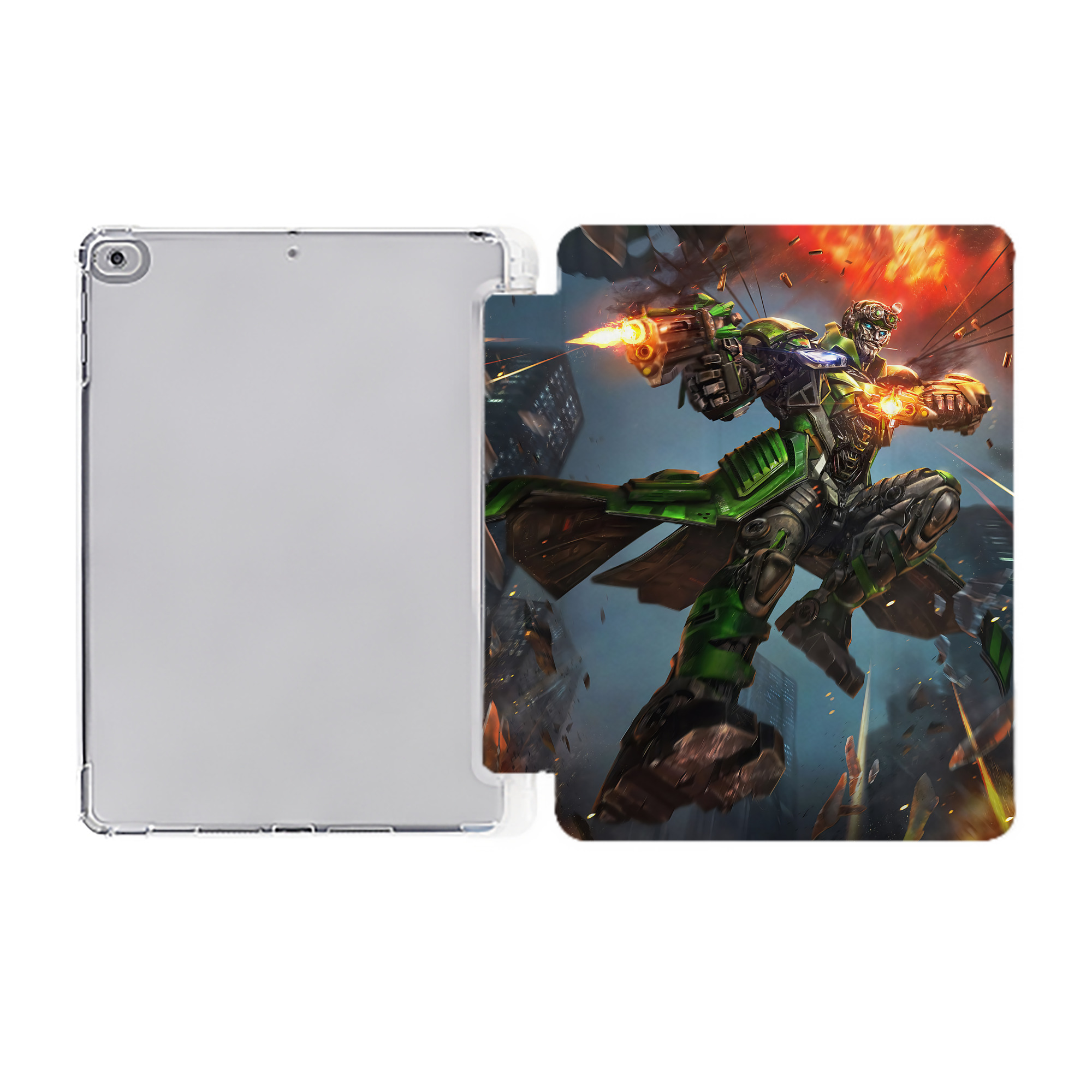 （画像用） Transformers トランスフォーマー IPad ケース ペン収納付き 三つ折りスタンド PUレザー×シリコン 対応機種9.5/10.5/10.9インチ